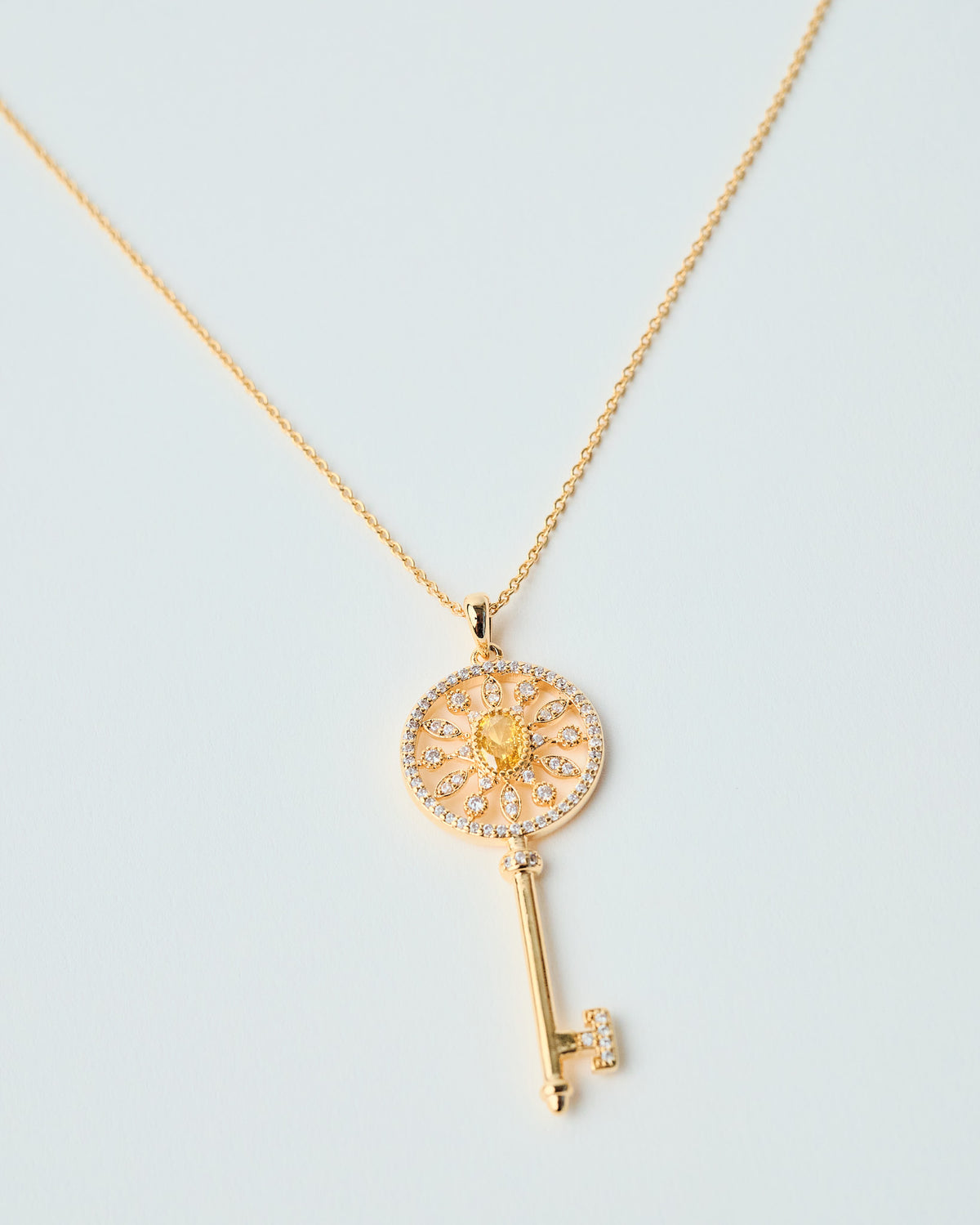 18K Plated Llave Long Necklace