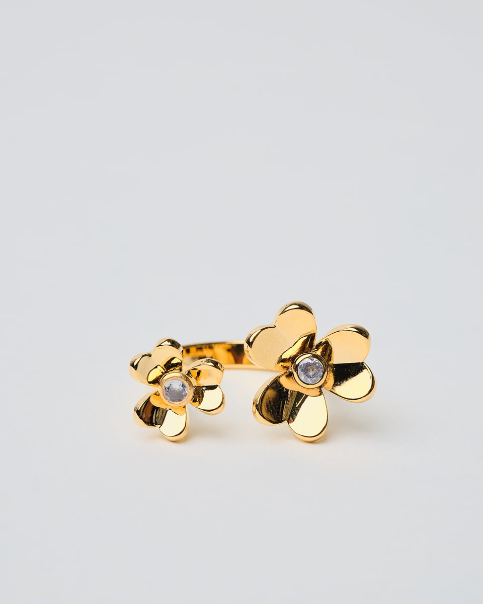 18K Plated 2 Flores Ring