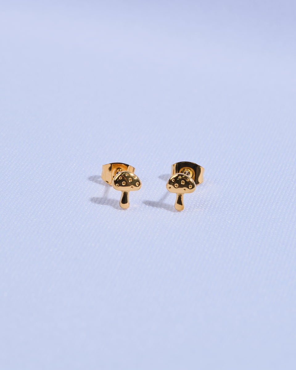 18K Plated Mushroom Post Earrings