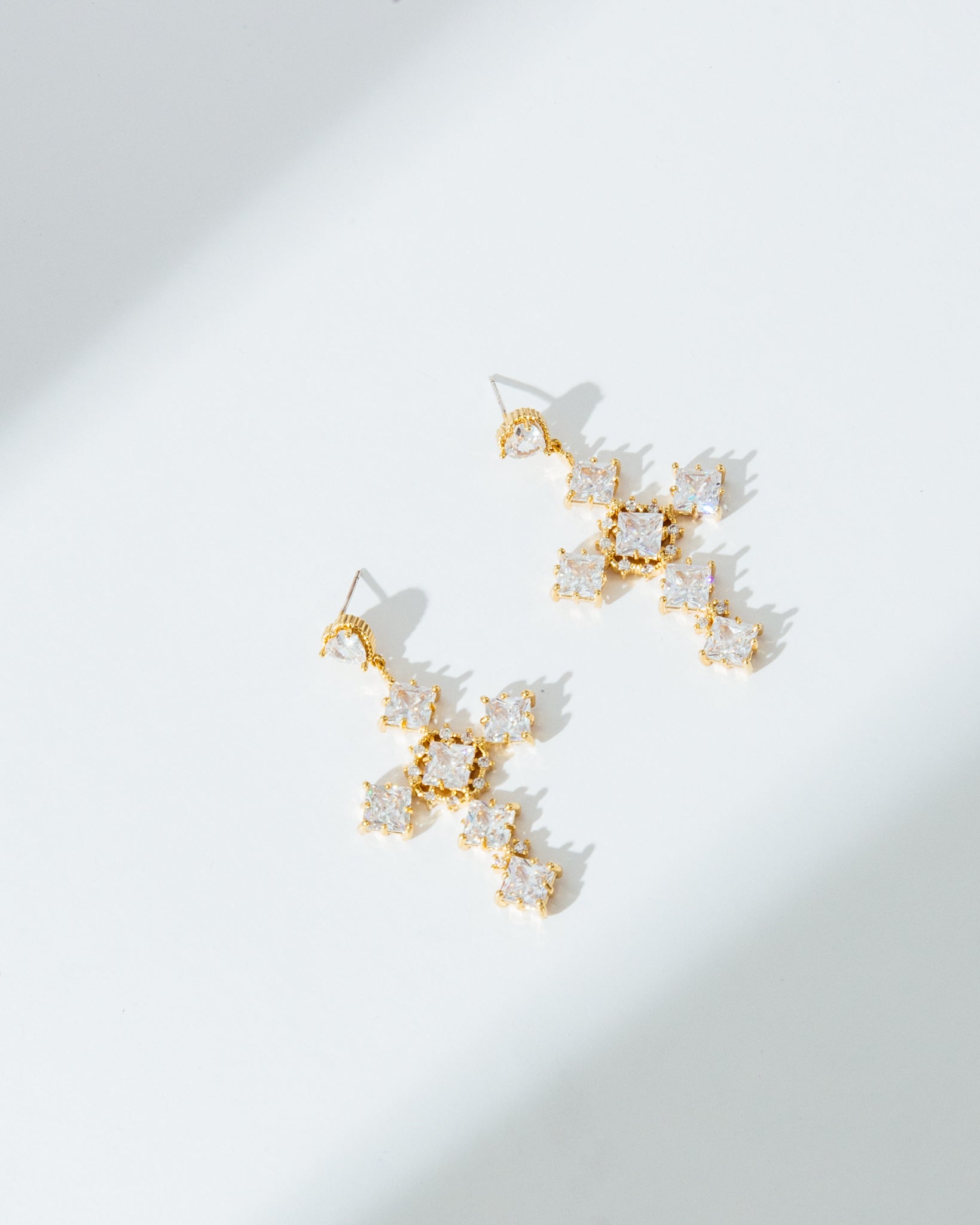 14K Plated Dolce Cross Earrings