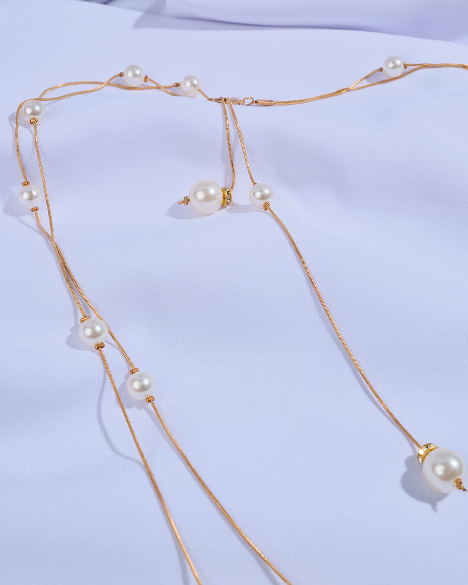 Double Lines Pearls Belt