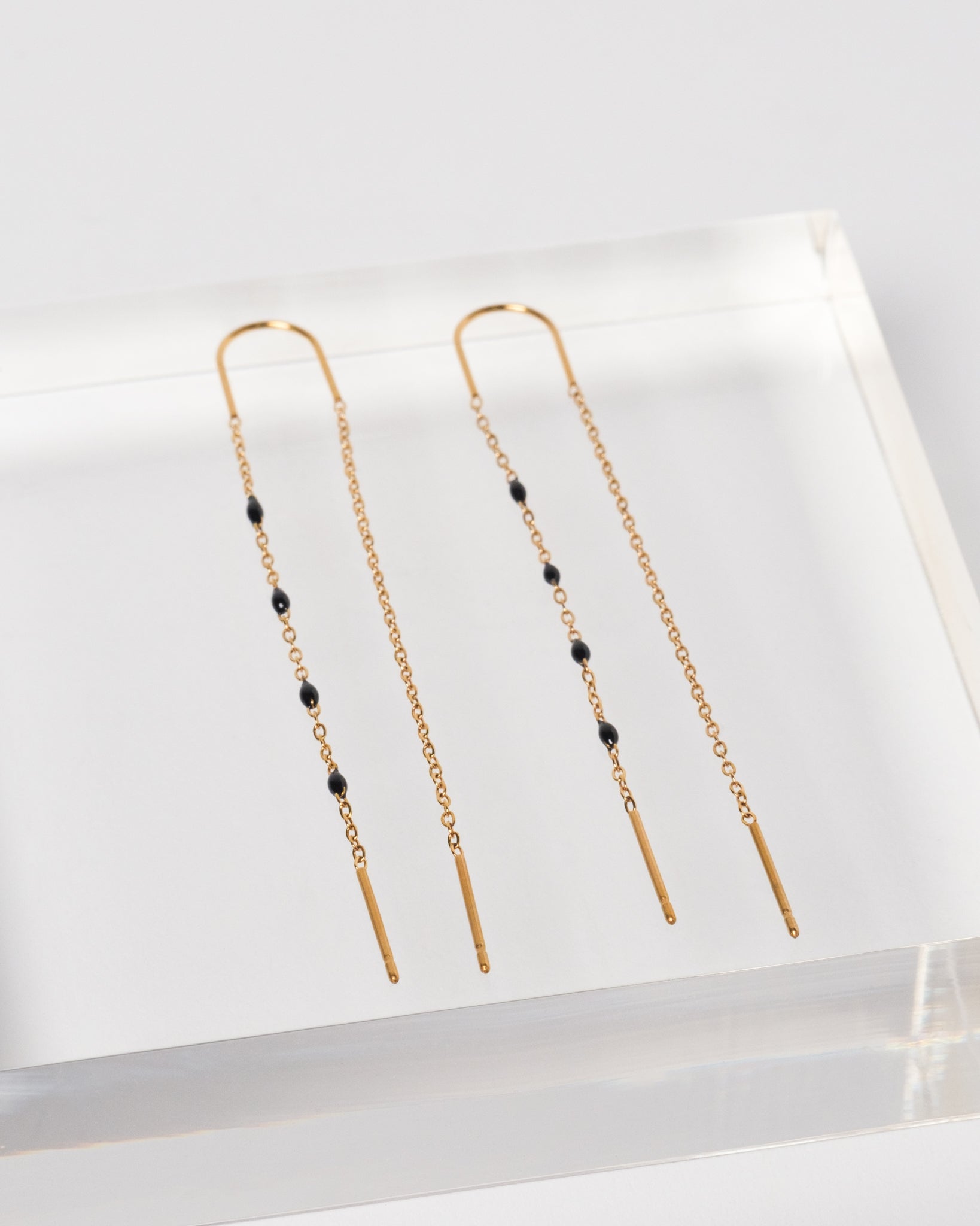 18K Plated Black Tiny Dots Earrings