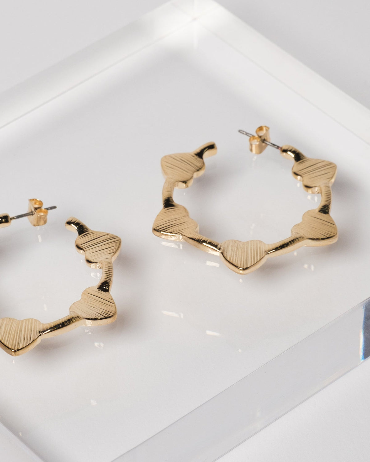 16K Plated Heart Hoops Earrings