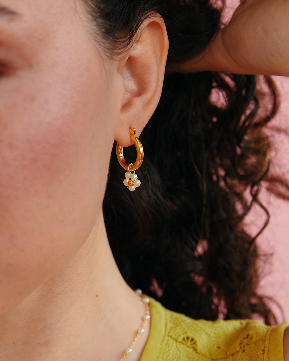 18K Plated Daisy Hoop