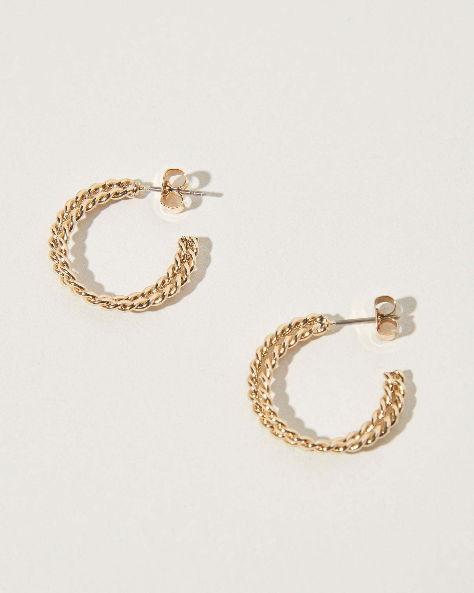 16K Plated Double Braided Hoops