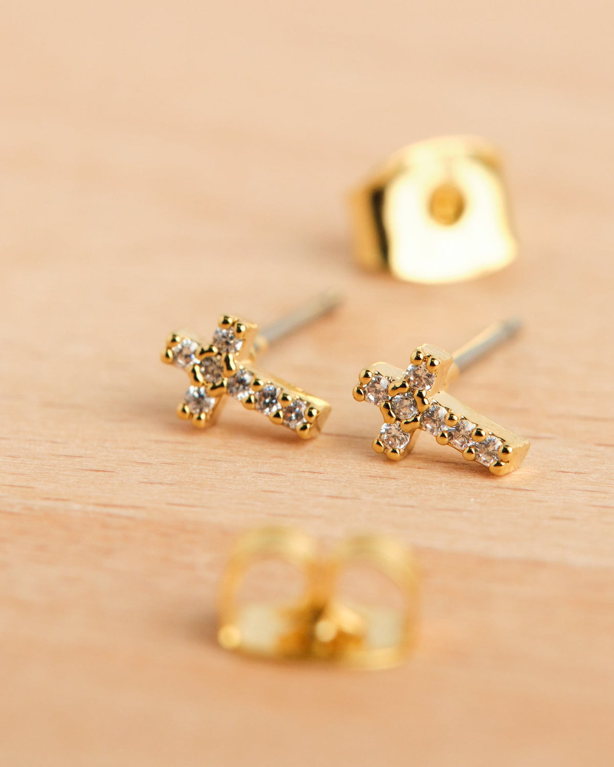 18K Plated Mini Cross Stud Earrings