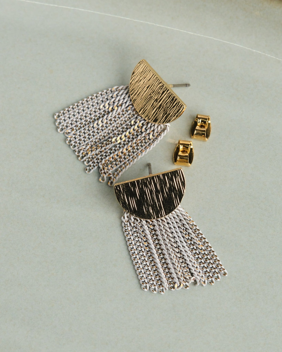 16K Plated Fringed Half Moon Earrings