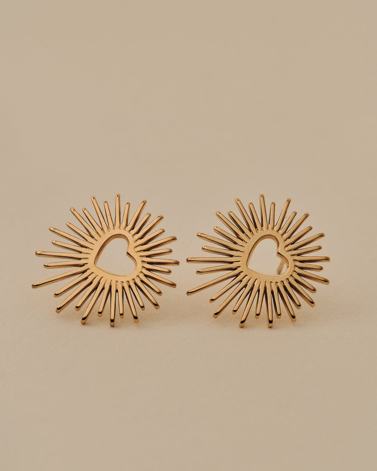 18K Plated Heart Burst Earrings