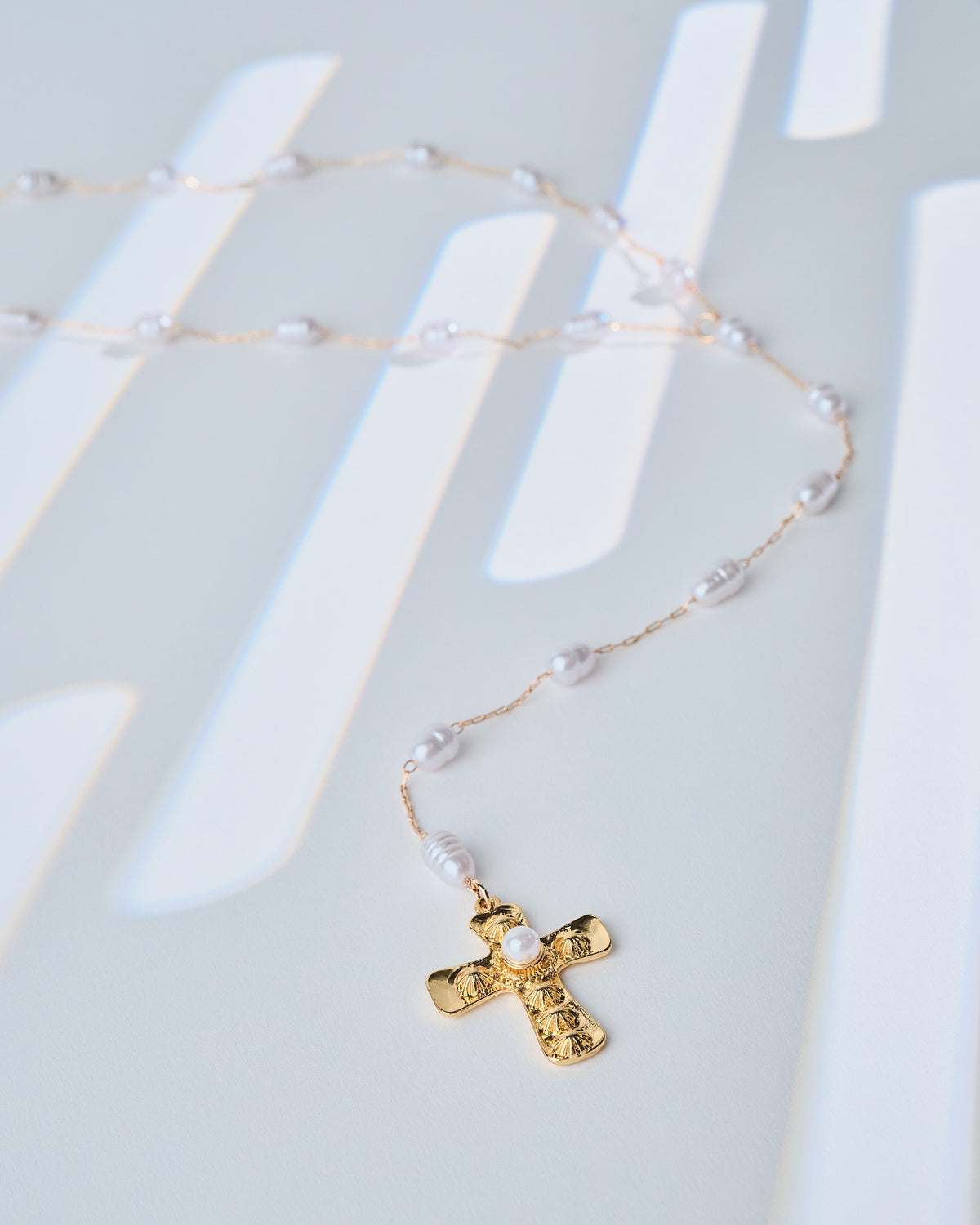 16K Plated Long Rosary Necklace