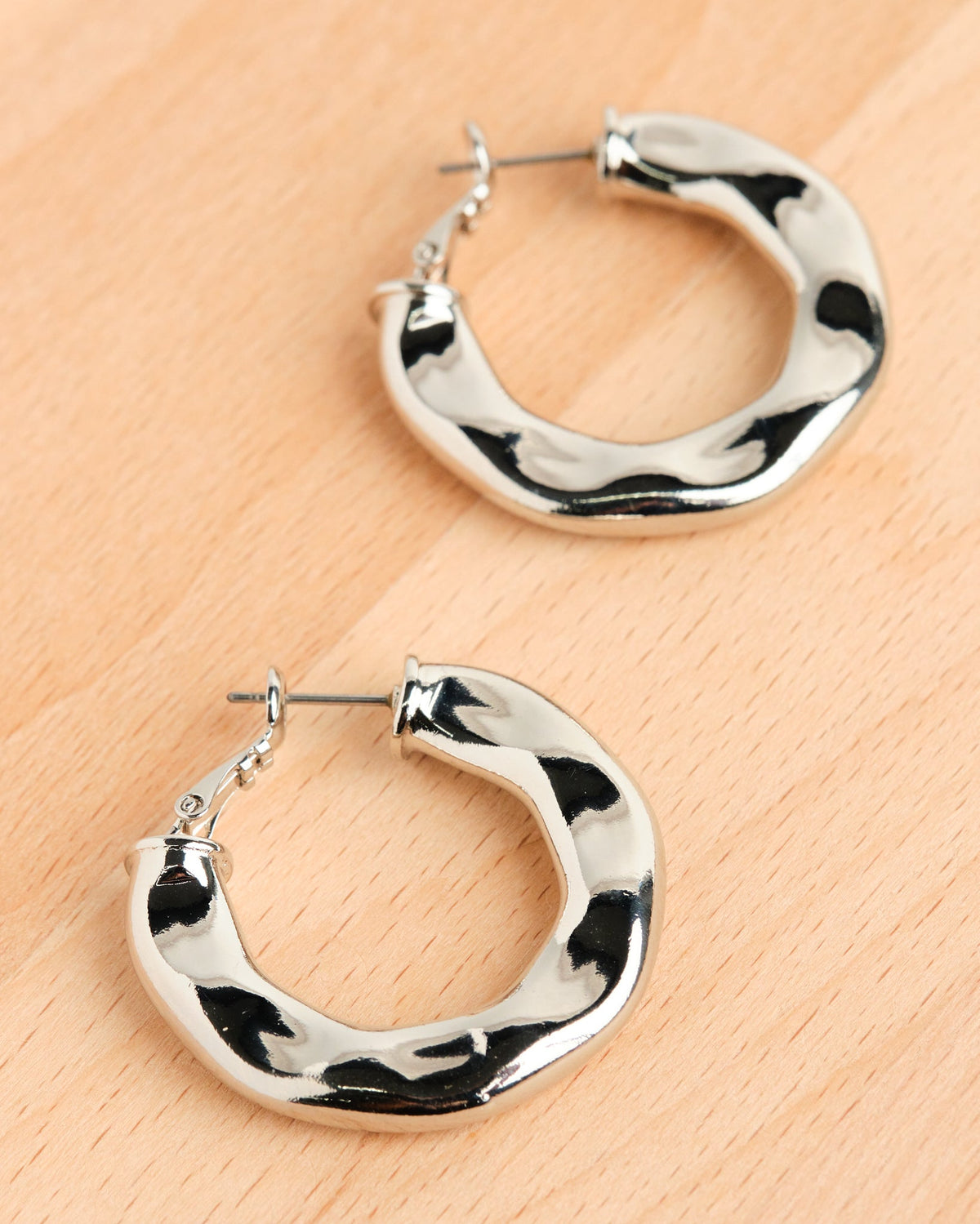 Silver Crushed Hoops