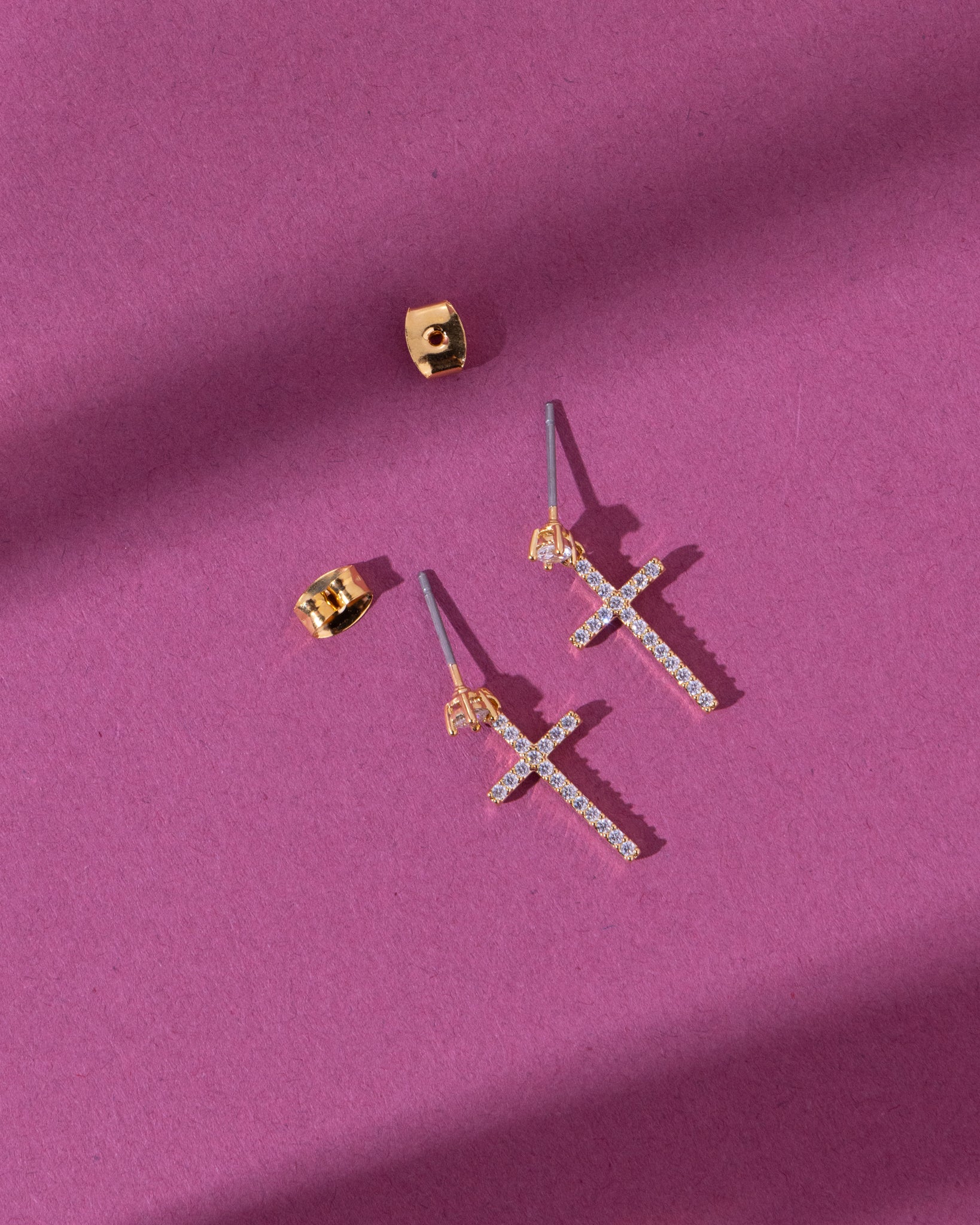 18K Plated Cross Earrings