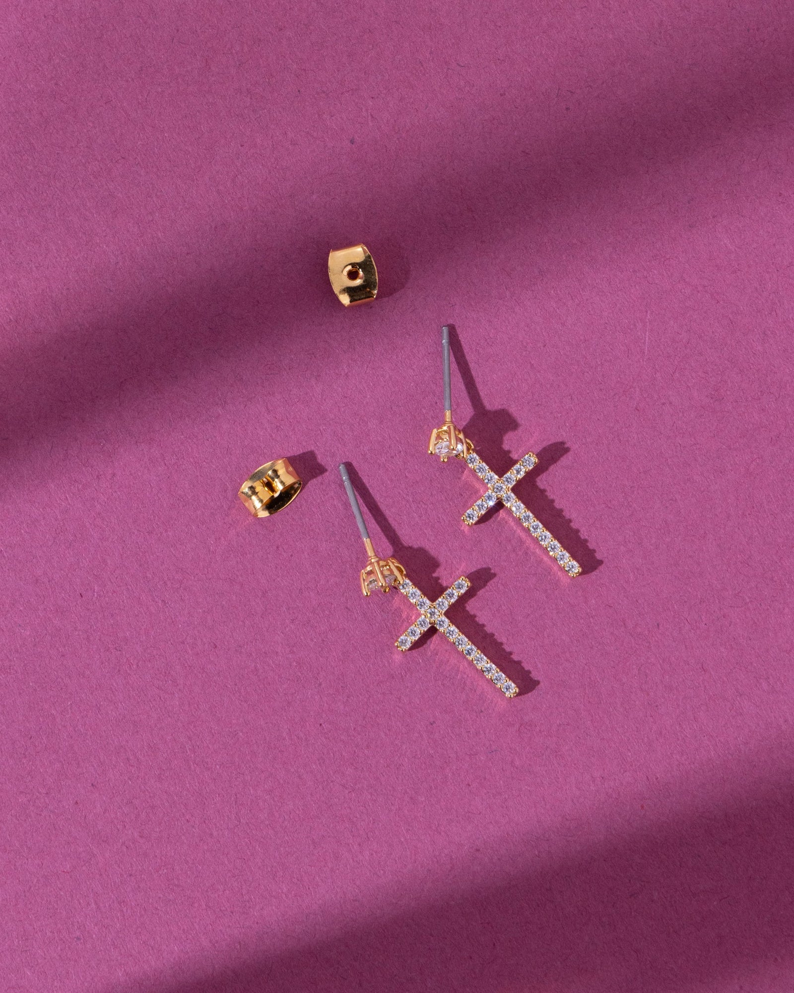 18K Plated Cross Earrings