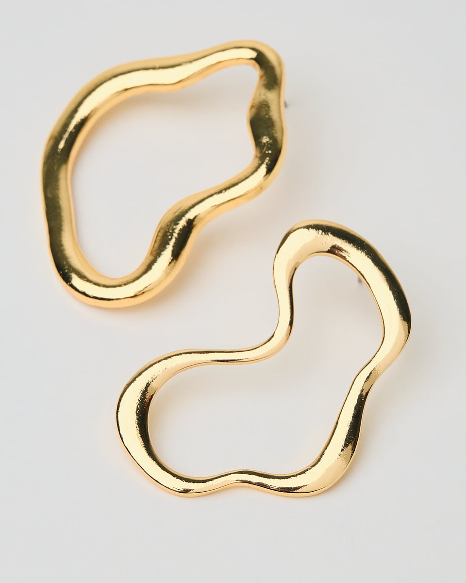 16K Plated Amoeba Earrings