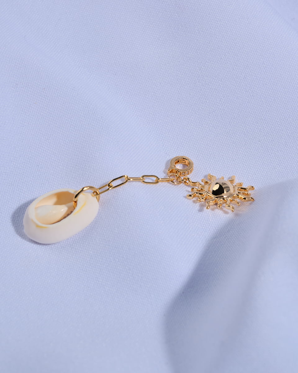 18K Plated Shell Sun Charm