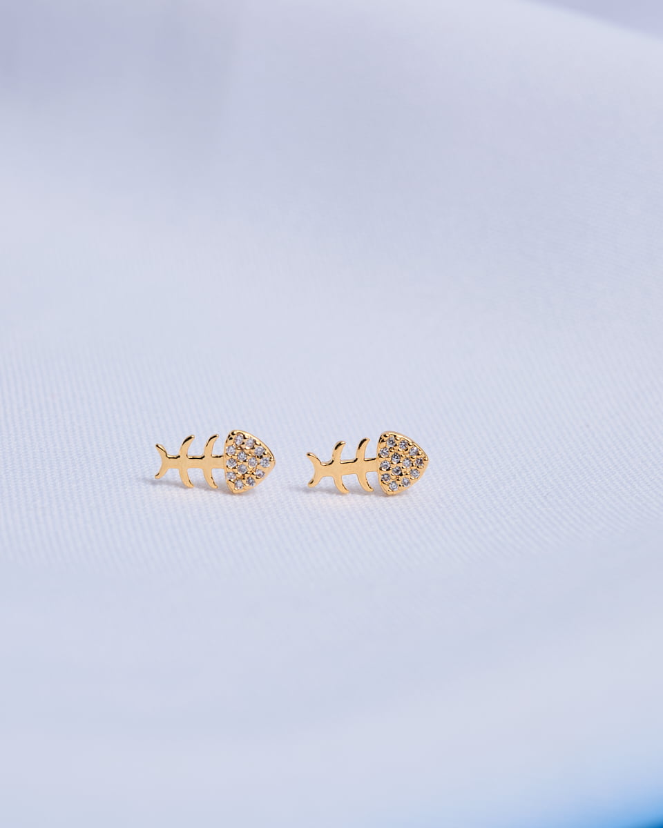 18K Plated Fishy Post Earrings