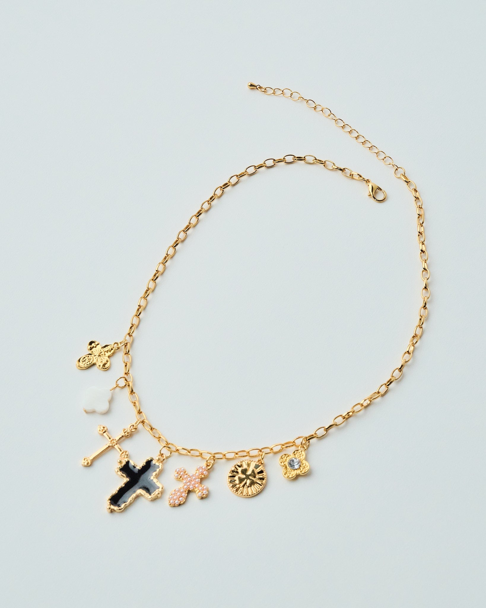 16K Plated Crossed Charm Necklace