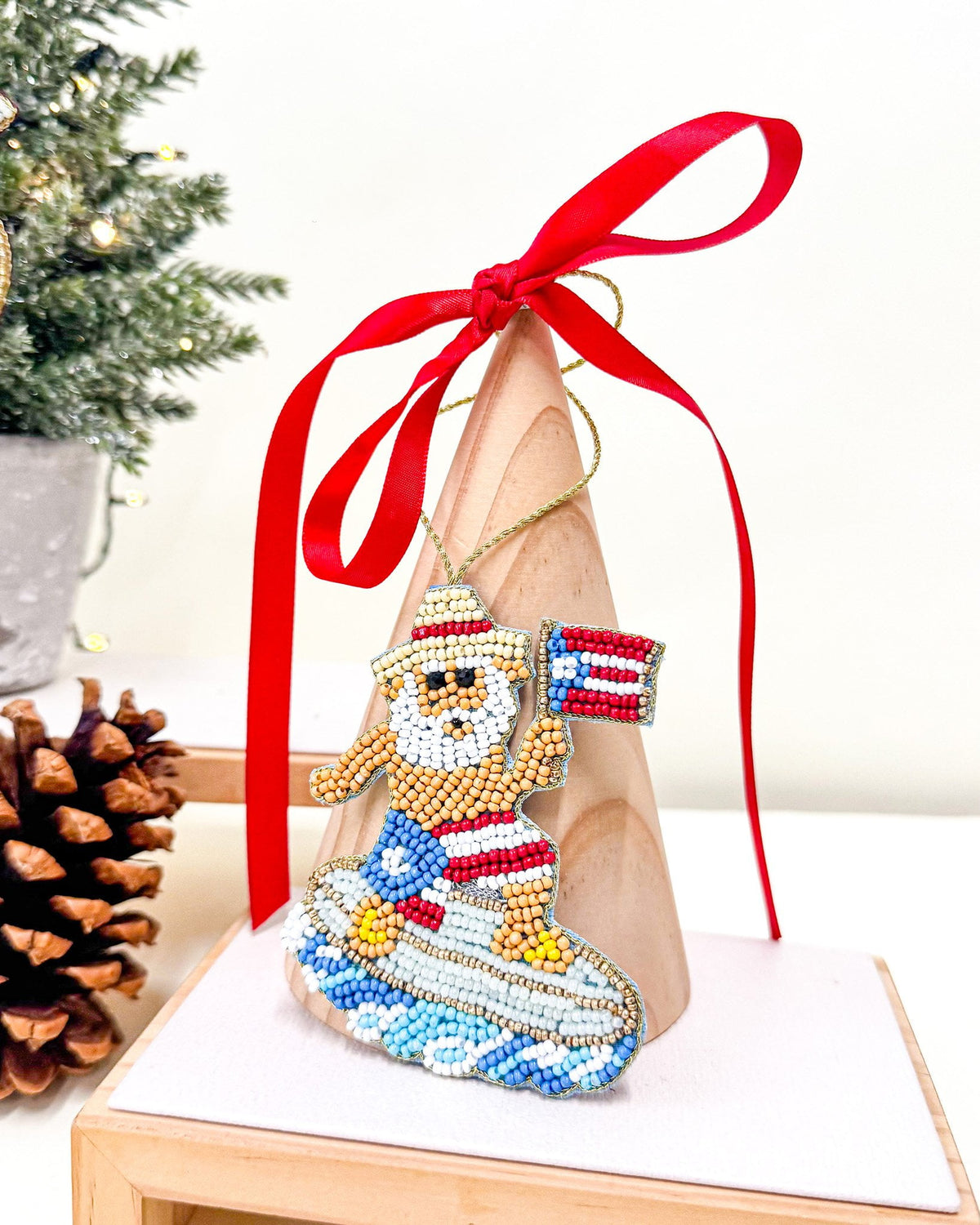 Surfer Santa Ornament
