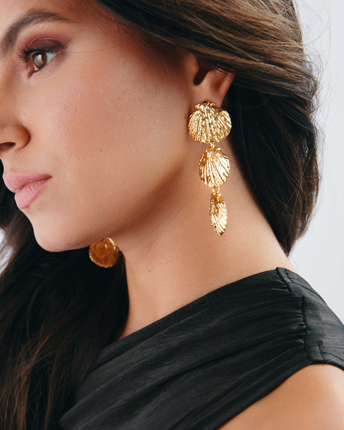 16K Plated 3 Shells Earrings