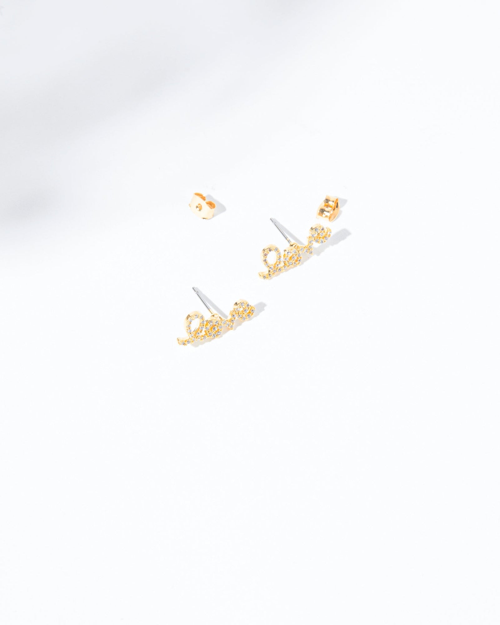 18K Plated Love Love Post Earrings