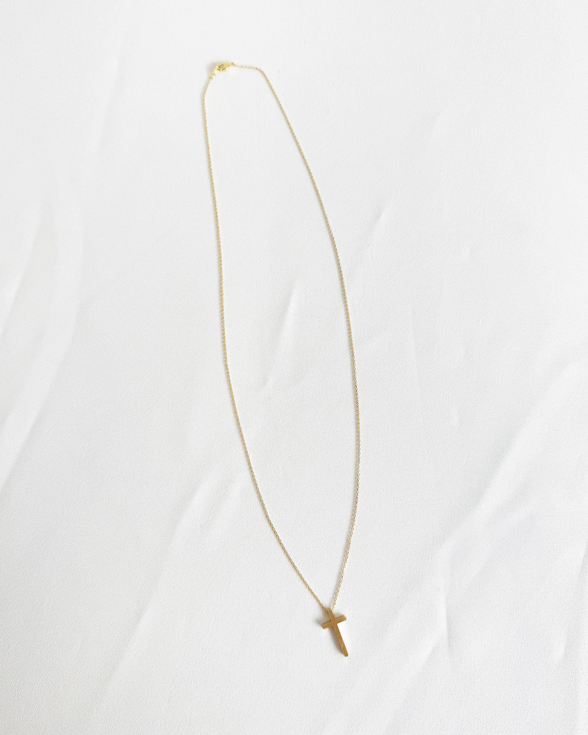 16K Plated Long Cross Necklace