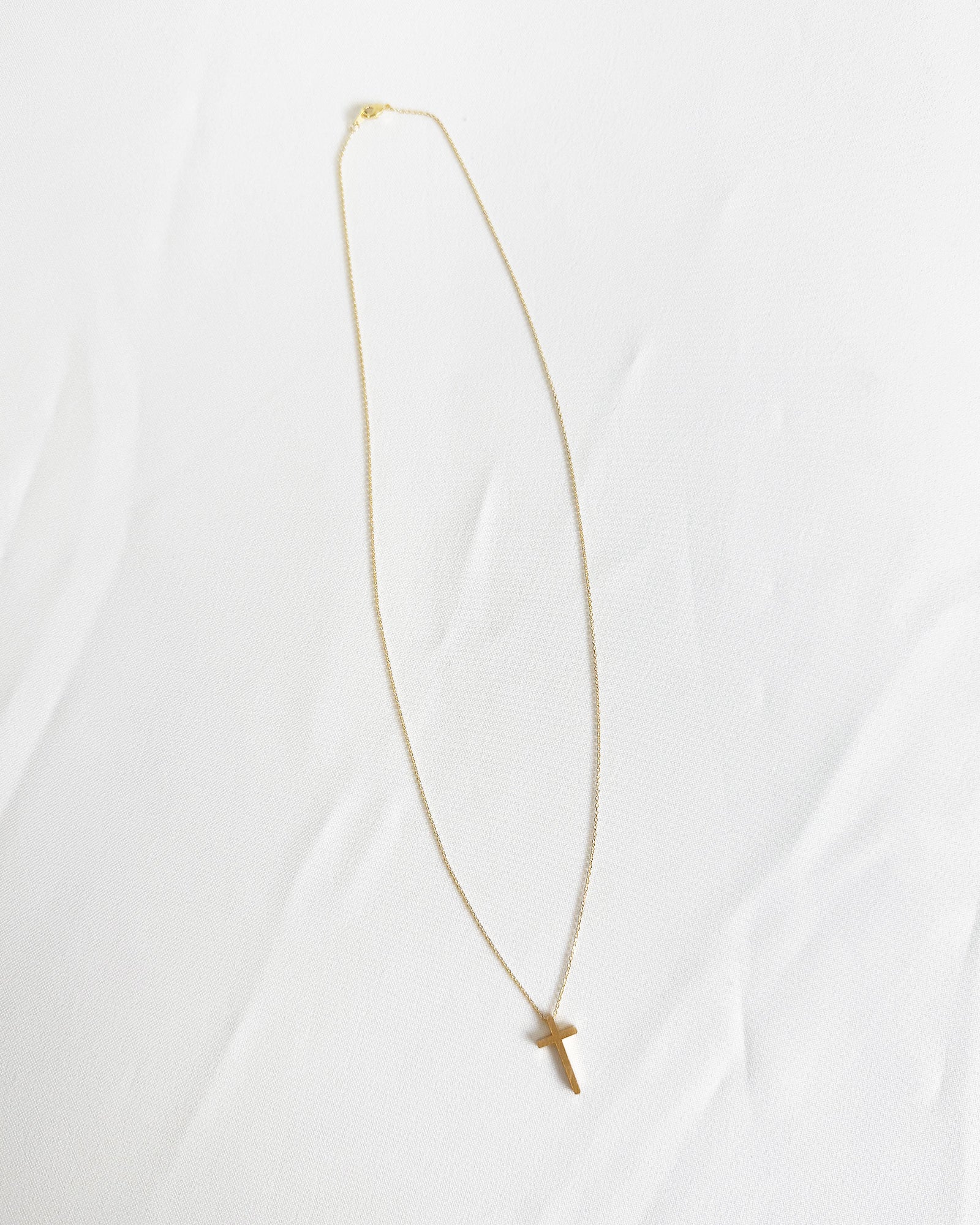 16K Plated Long Cross Necklace