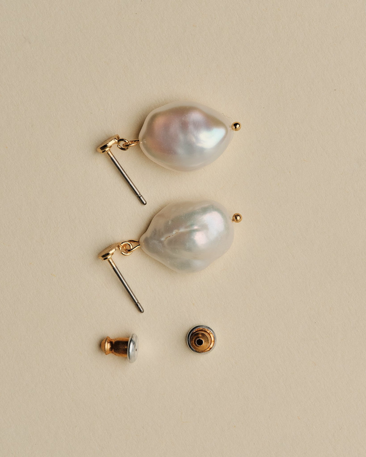 16K Plated Dangling Pearl Earrings