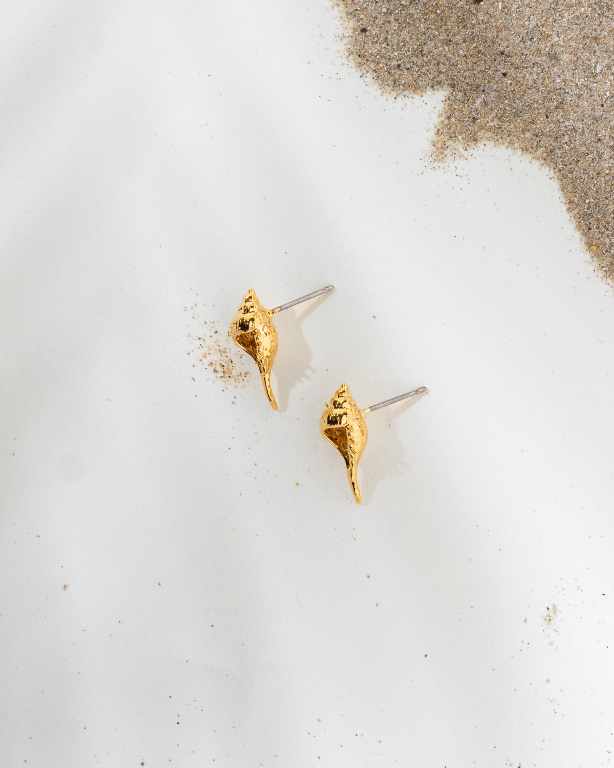 18K Plated Pointy Seashell Earrings
