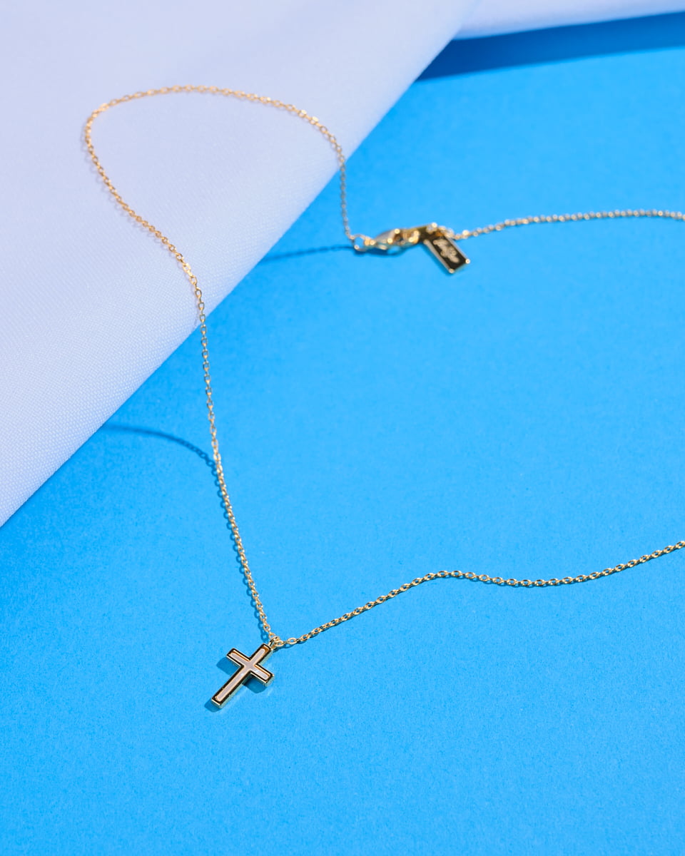 16K Plated Shell Cross Necklace