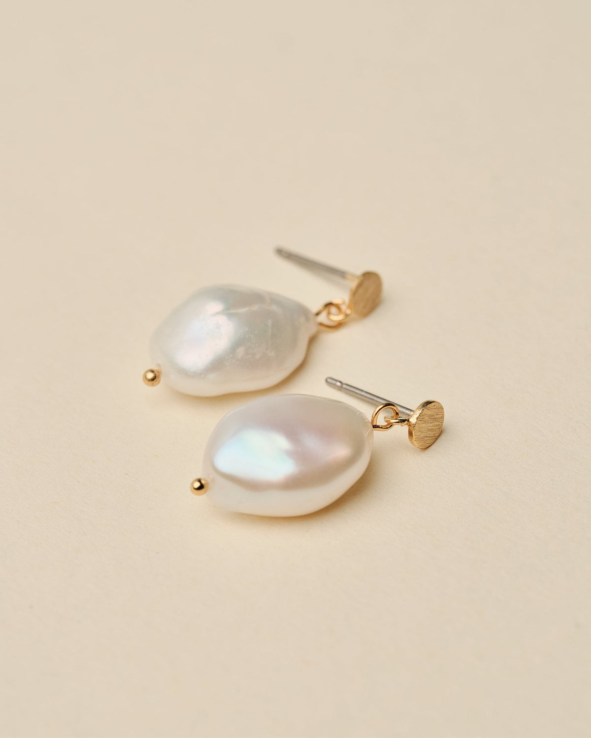 16K Plated Dangling Pearl Earrings