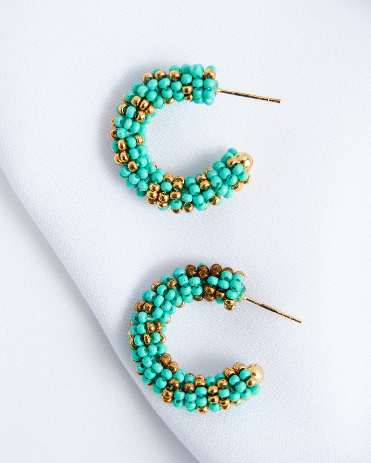 Ocean Beaded Hoops