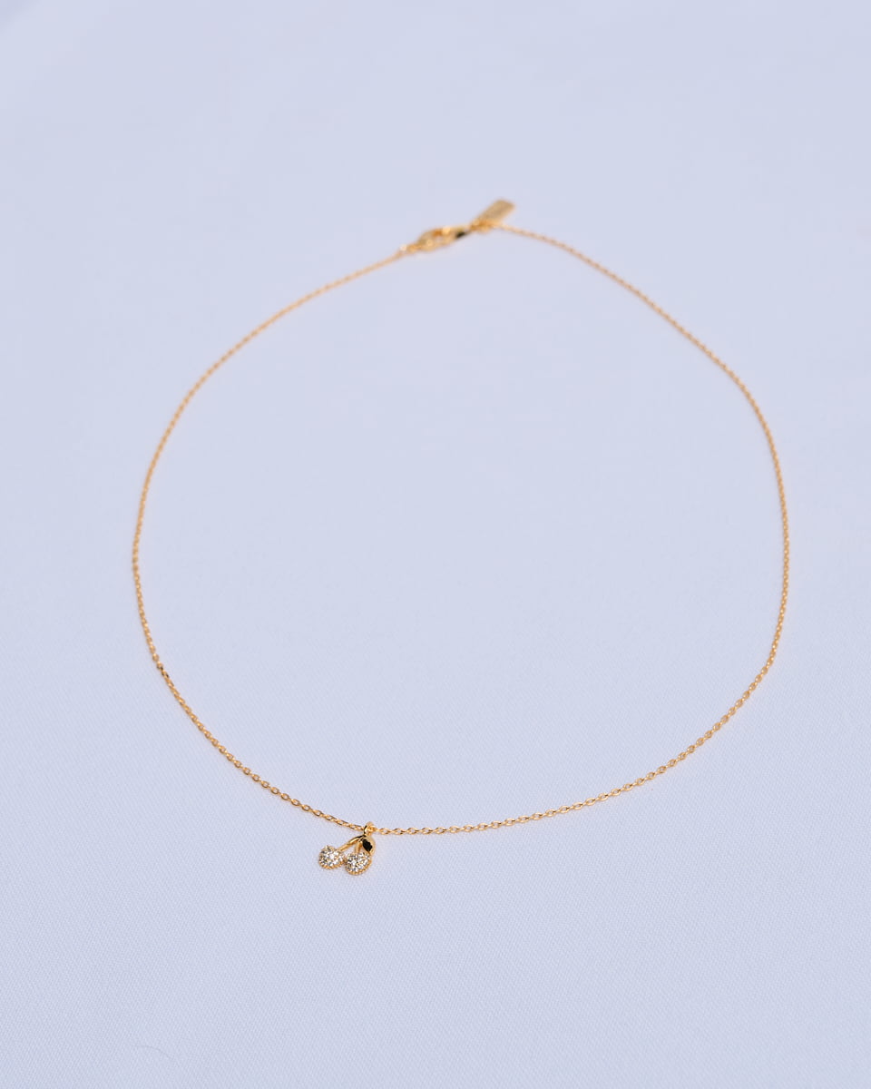 16K Plated Cherries Necklace