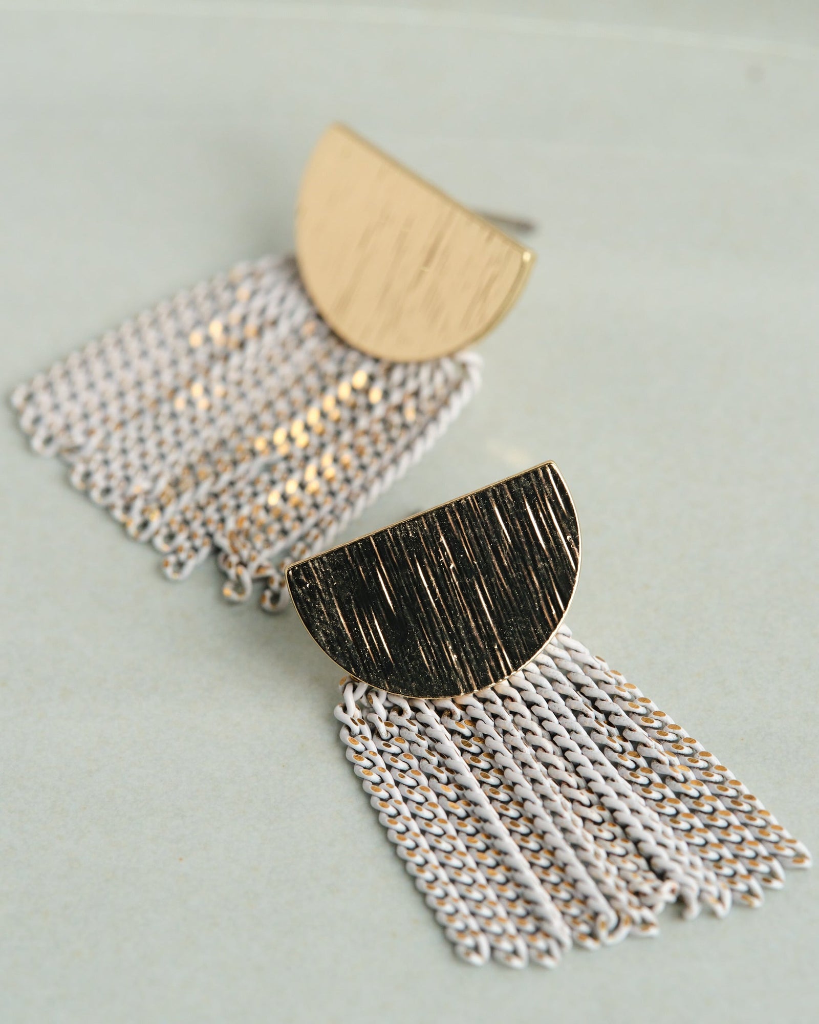 16K Plated Fringed Half Moon Earrings