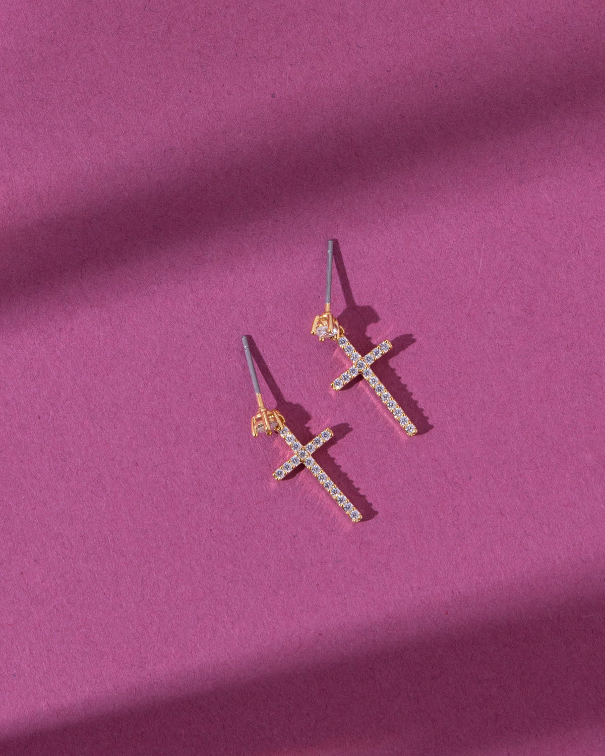 18K Plated Cross Earrings