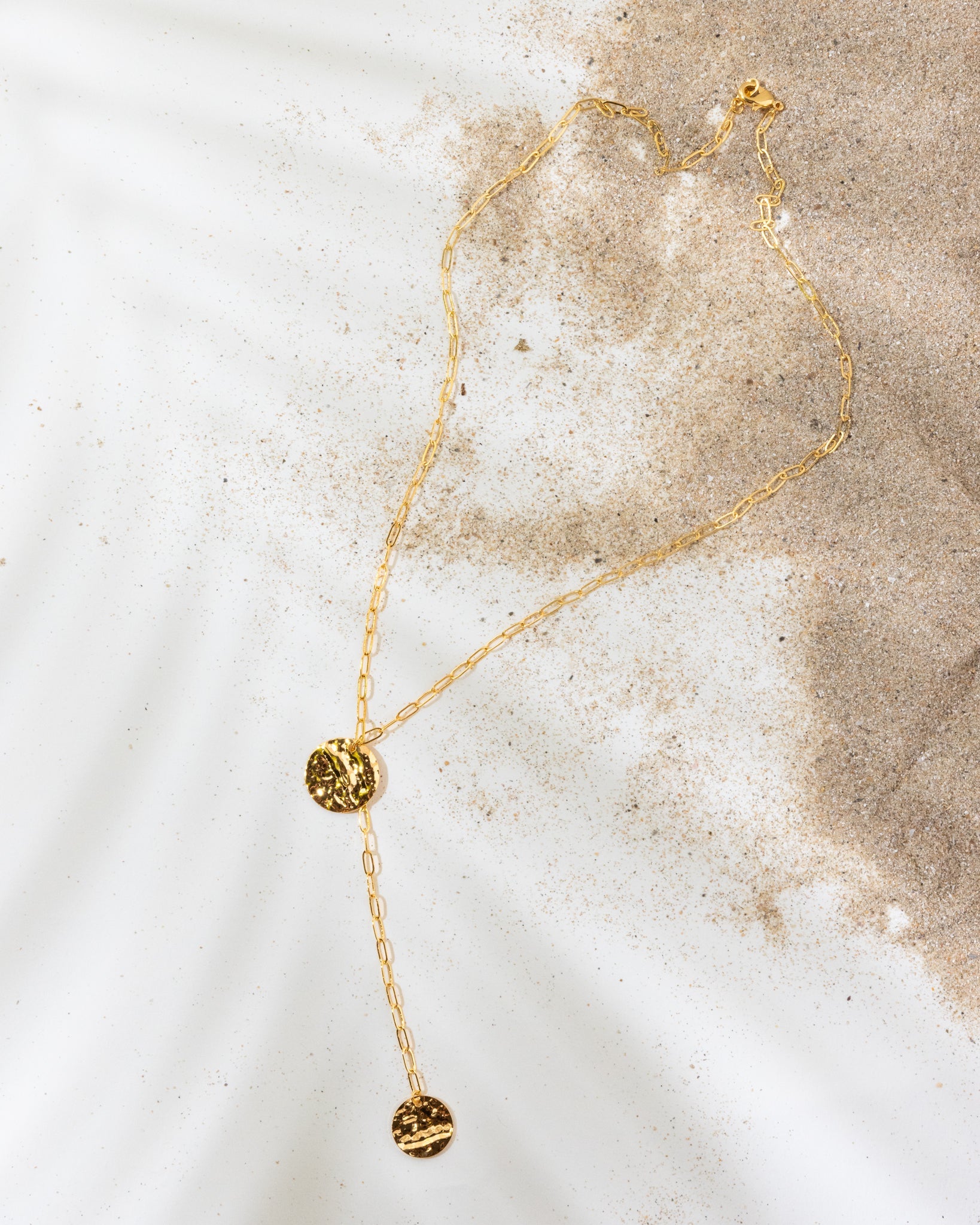 16K Plated Hammered Discs Necklace