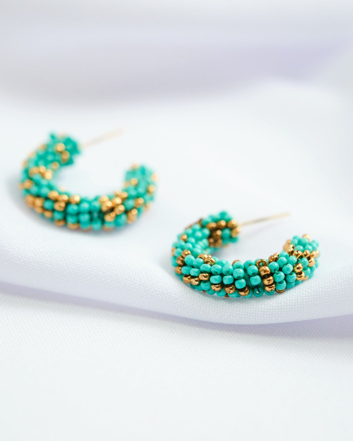 Ocean Beaded Hoops