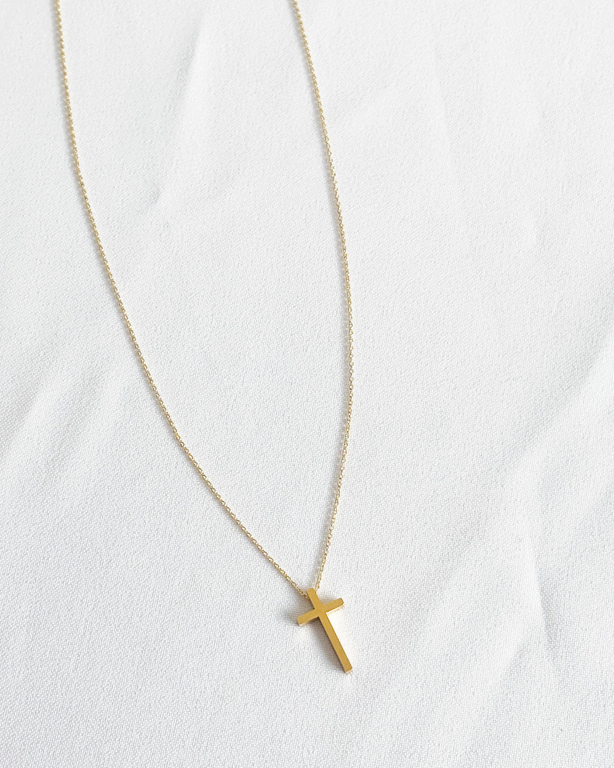 16K Plated Long Cross Necklace