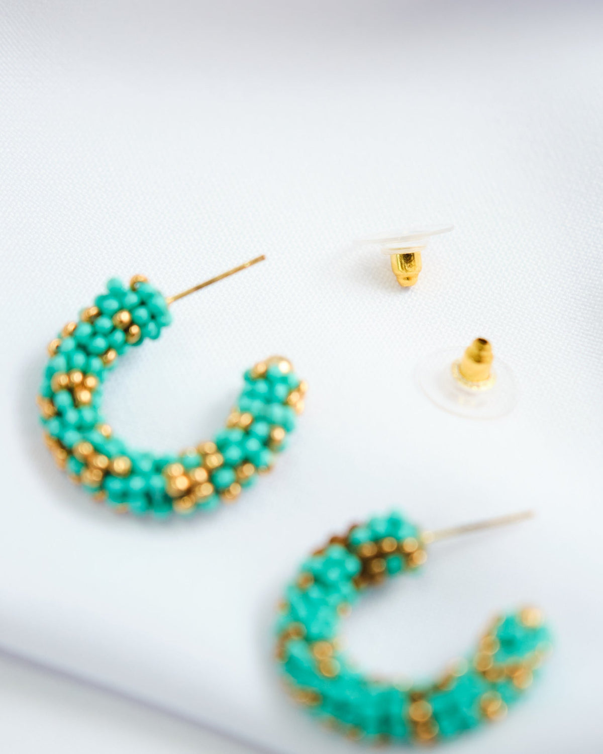 Ocean Beaded Hoops