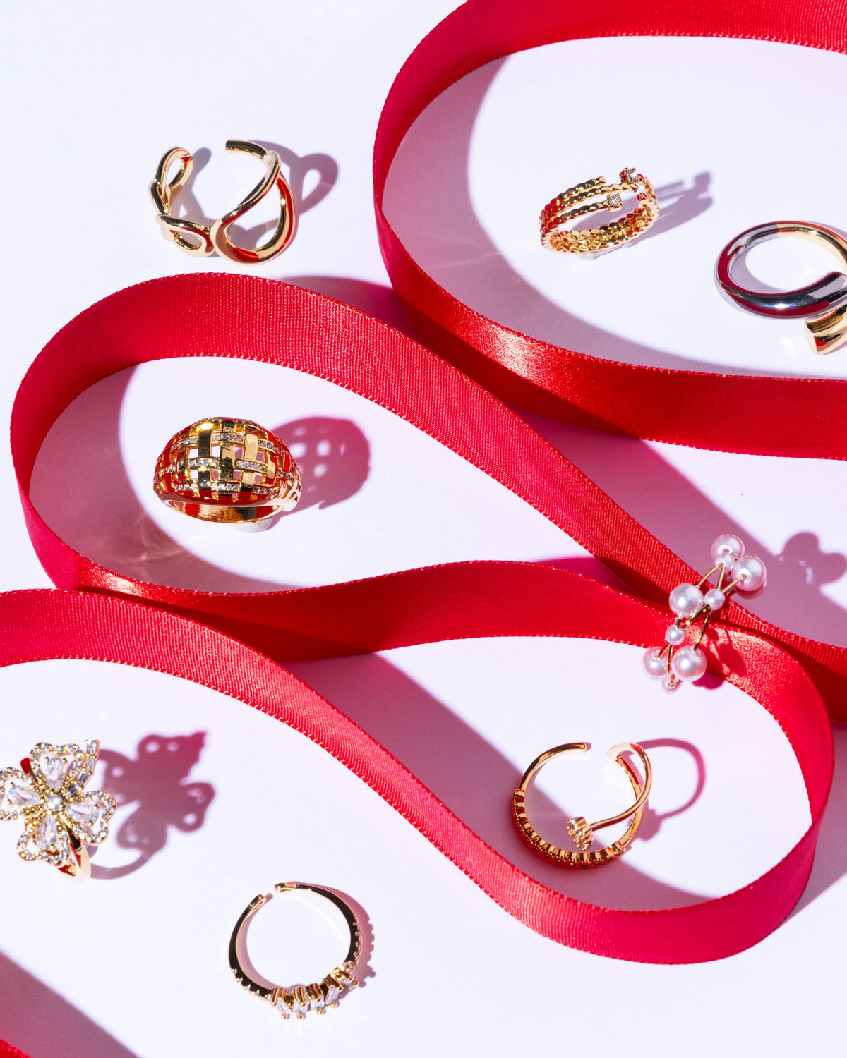 18K Plated Grid Ring