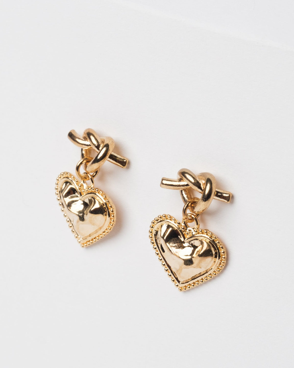 14K Plated Heart In A Knot Earrings