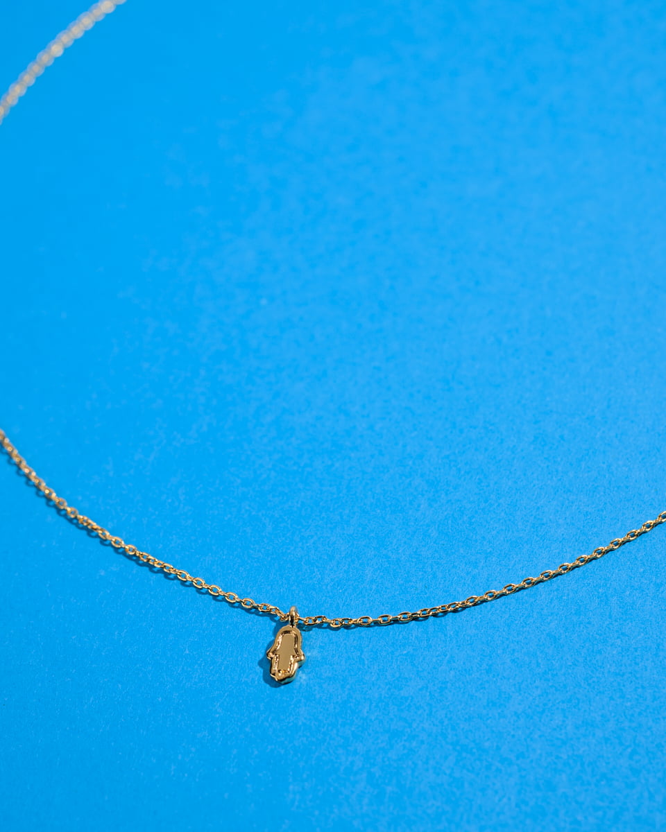 16K Plated Mini Hamsa Necklace