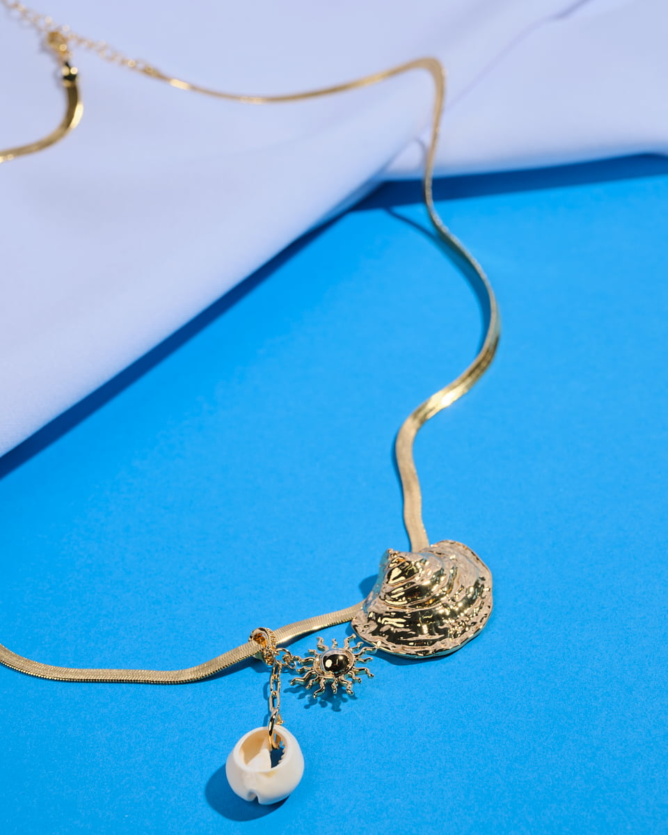 16K Plated Shell Snake Necklace