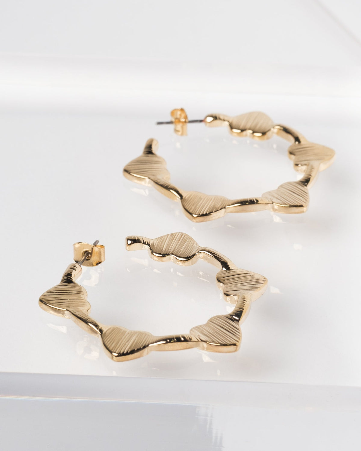 16K Plated Heart Hoops Earrings