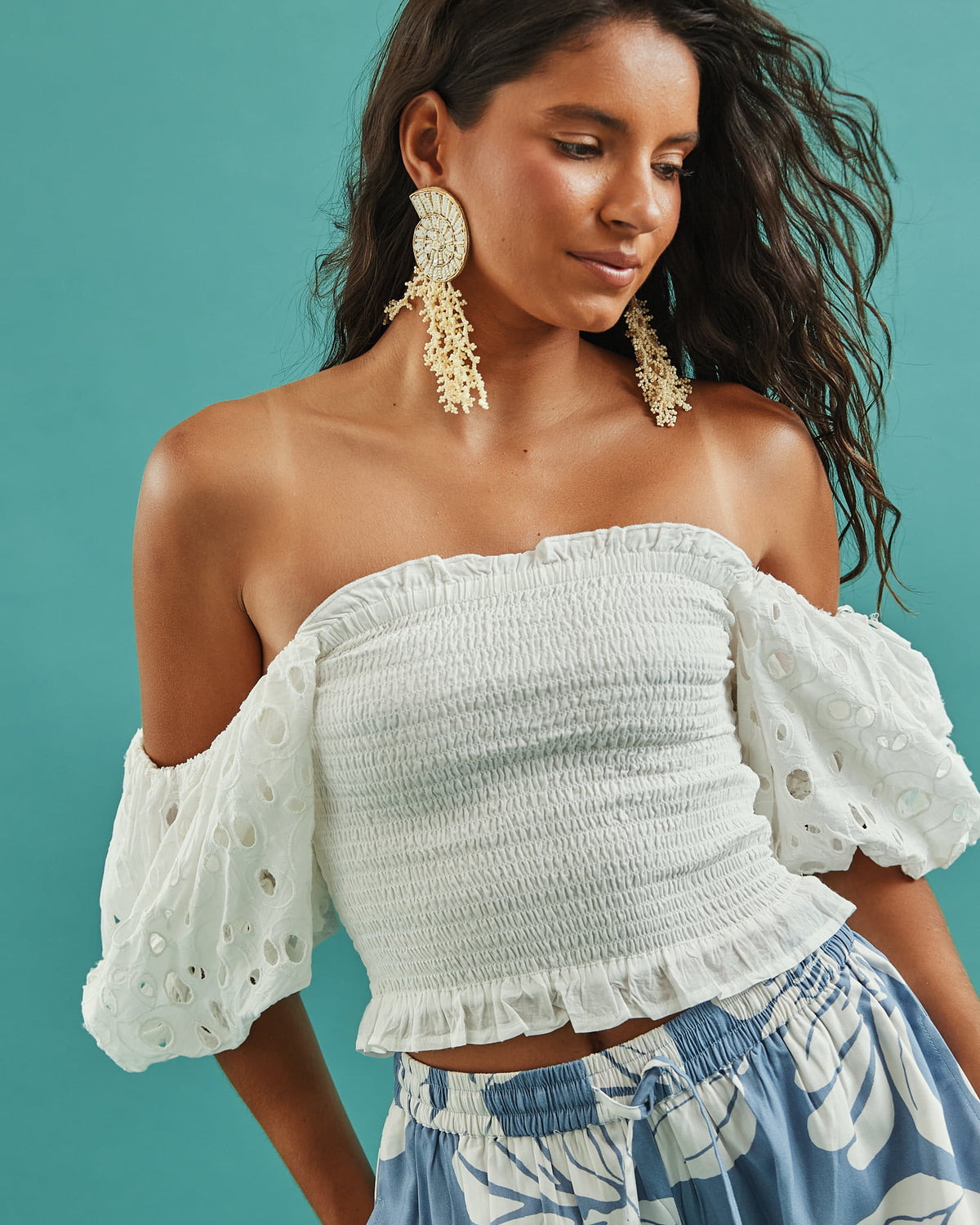 Bailey Bubble Eyelet Crop