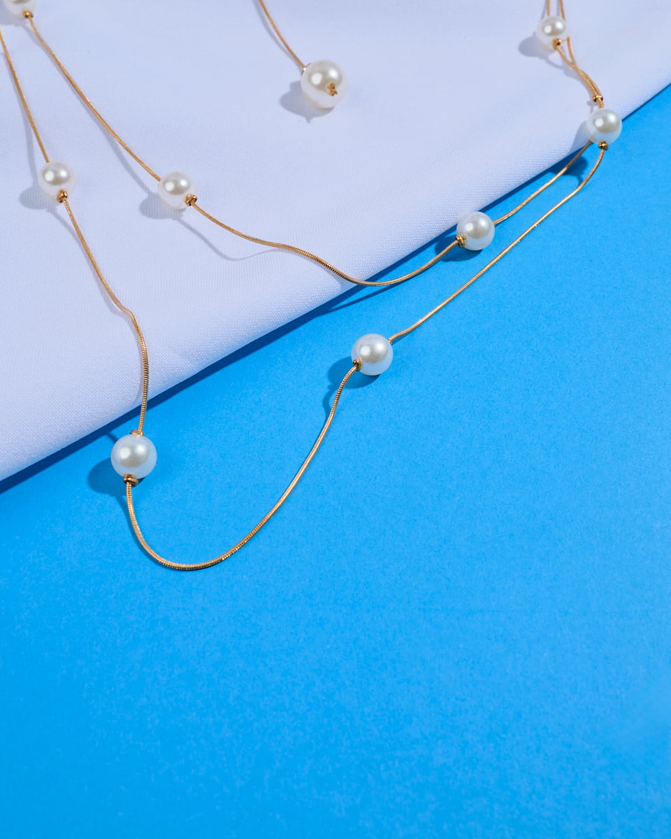 Double Lines Pearls Belt