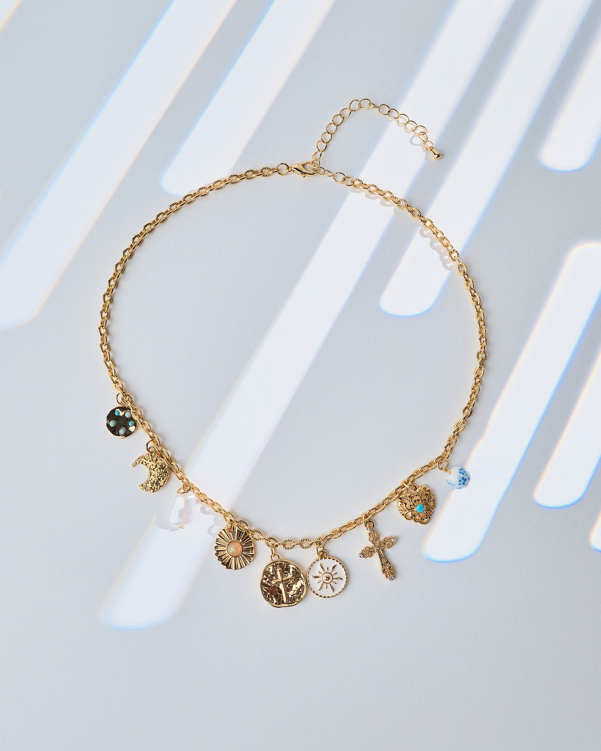 16K Plated Tracks Charm Necklace