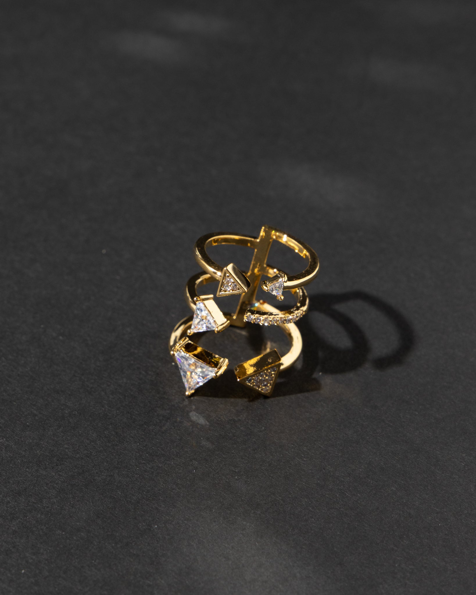 18K Plated Tri Ring