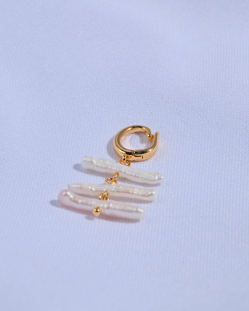 18K Plated Tres Perlas Charm