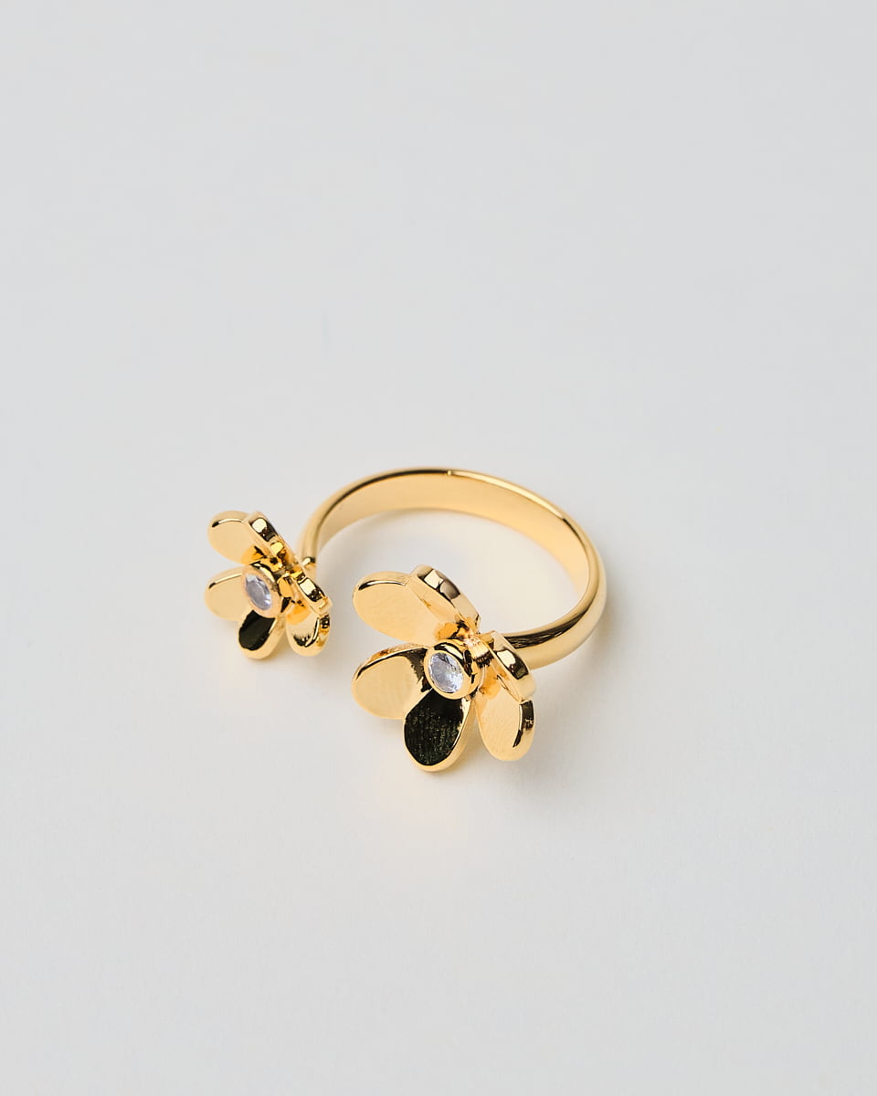 18K Plated 2 Flores Ring