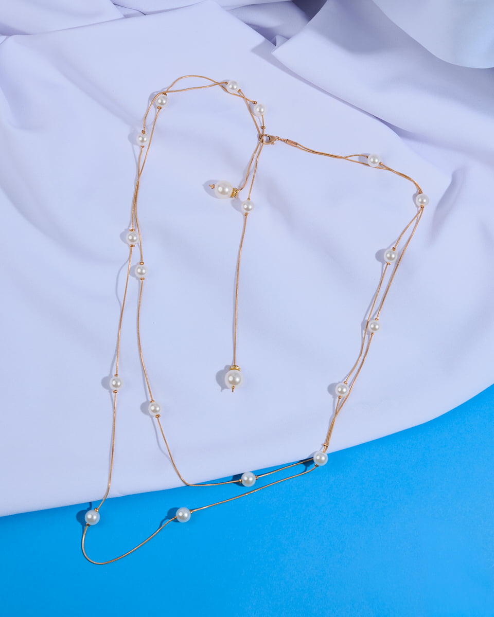 Double Lines Pearls Belt