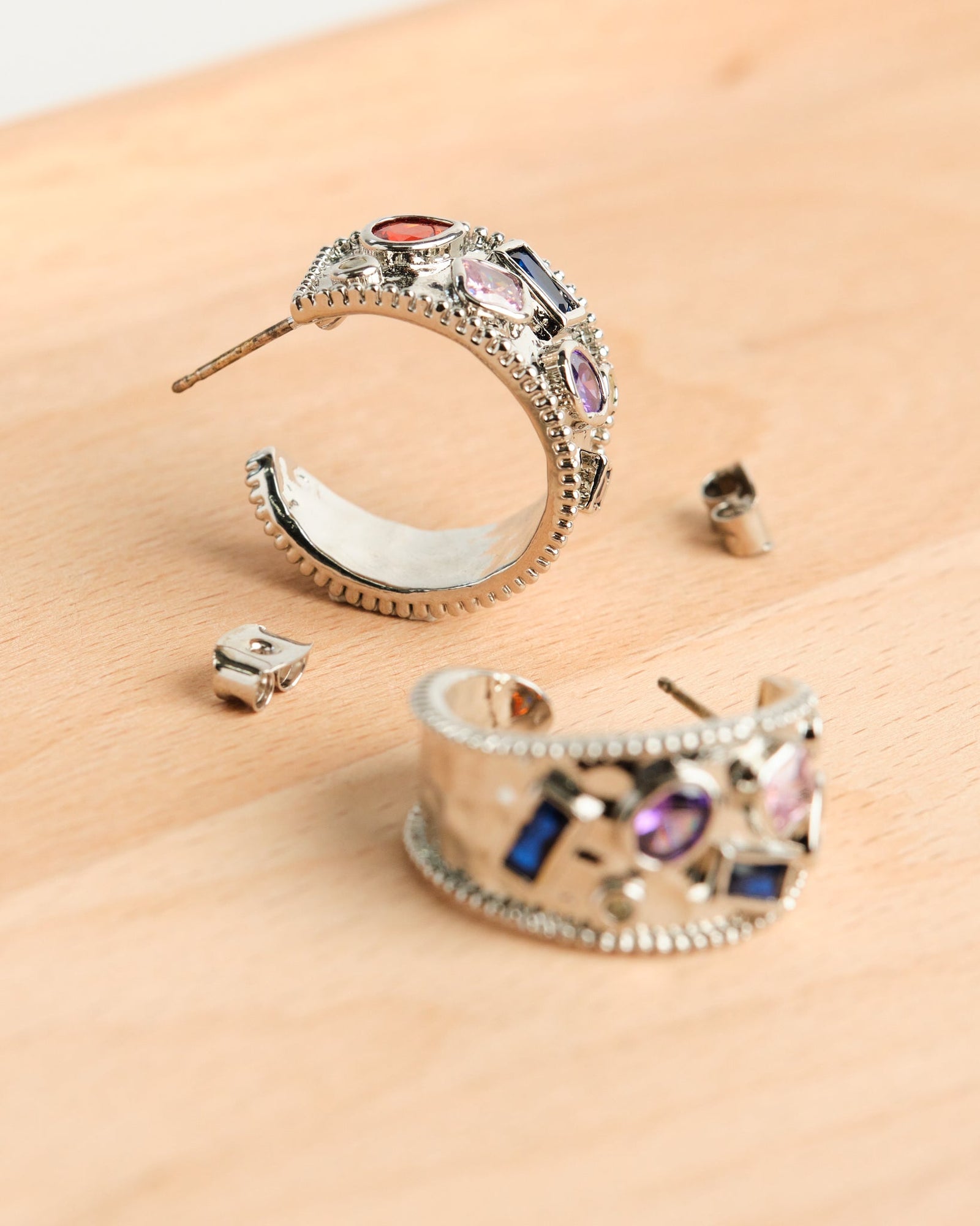 Colored Metal Silver Earrings